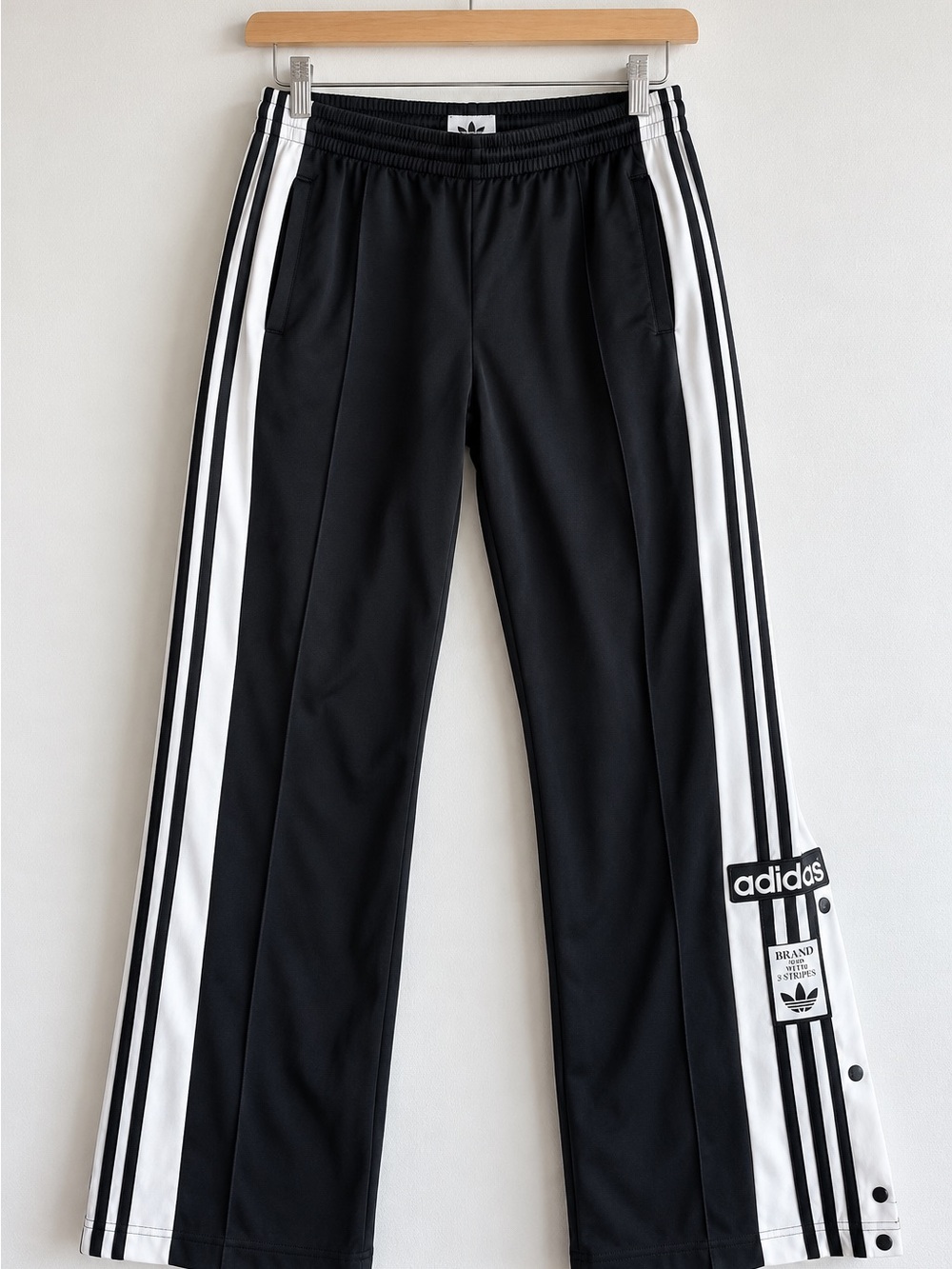 Adidas Black Track Pants with White Side Stripes